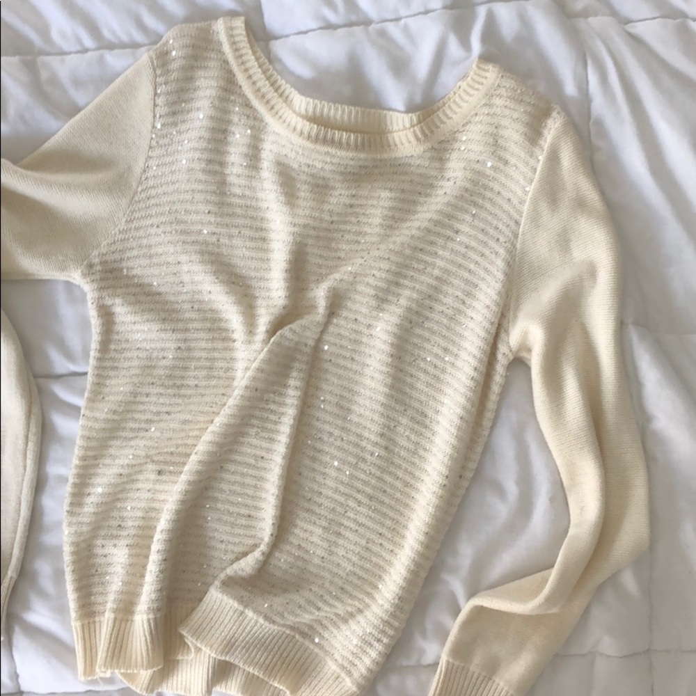 Paisley and ivy cream sparkle sweater